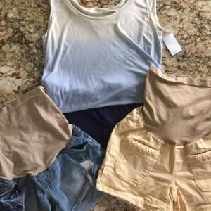 Bundle of maternity shorts and a romper!  Size S